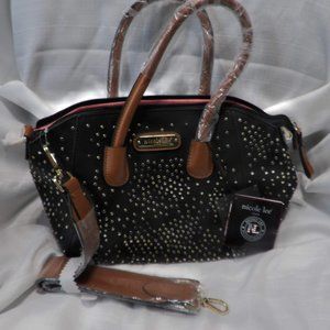 Studded Nicole Lee handbag black and brown *New*